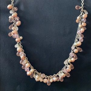 Pink pearl and crystal choker necklace.